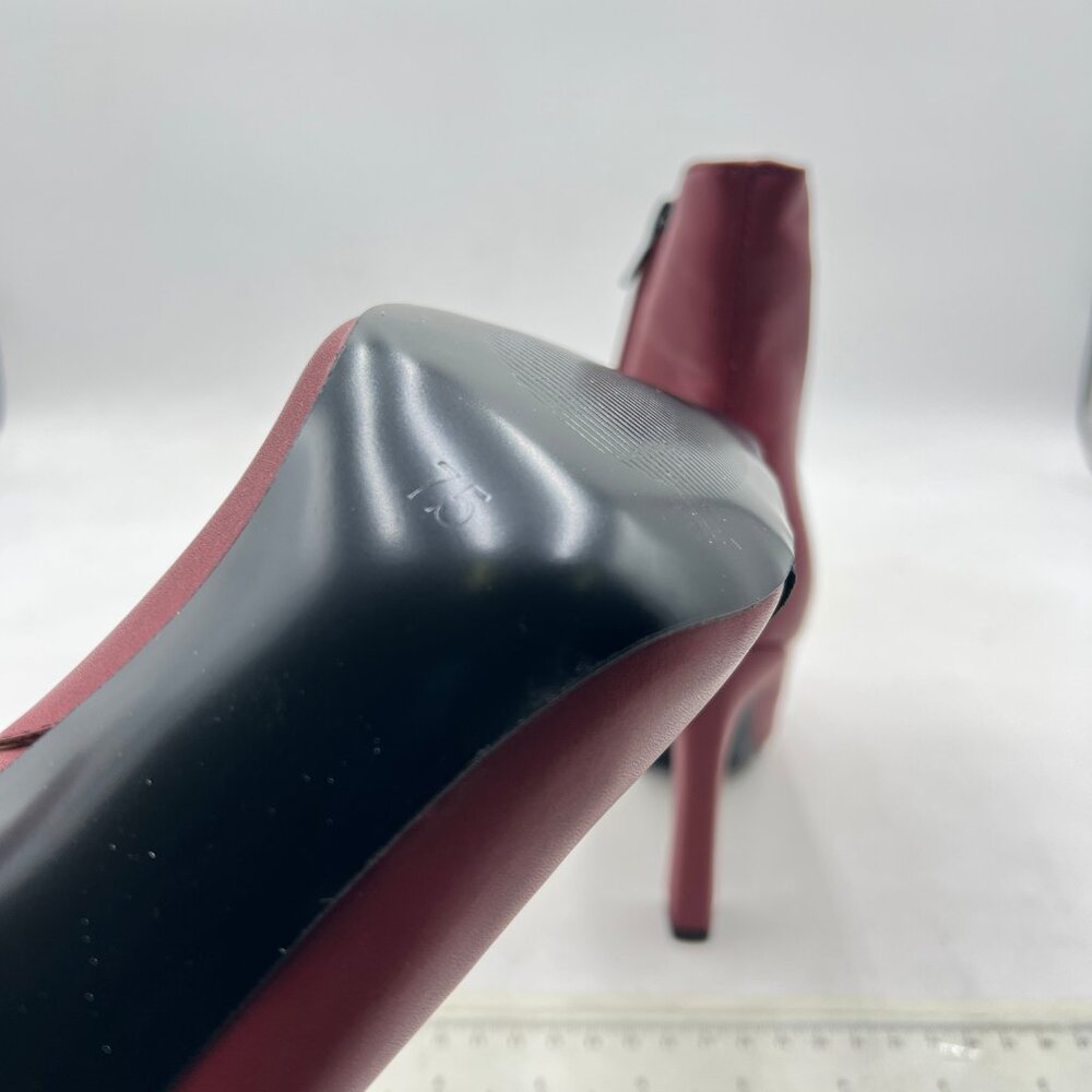 Wine Basic Closed Toe Ankle Boots Block High Heel… - image 5